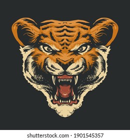 The Tiger Head Vector Illustration