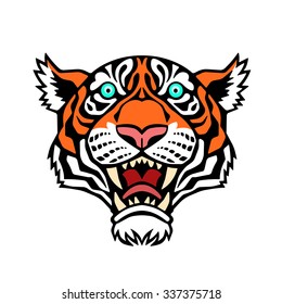 Tiger head. Vector illustration of a tiger head.