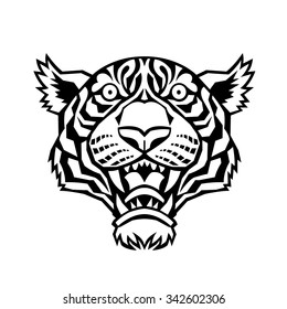 Tiger head. Vector illustration of a tiger head.