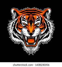 Tiger head vector illustration black background