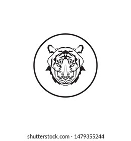Tiger Head vector illustration Black and White.