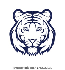 tiger head vector illustration with black and white colour design