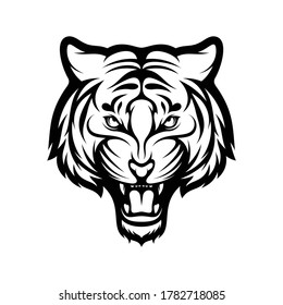 tiger head vector illustration with black and white colour design