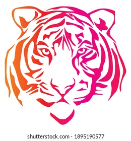 Tiger Head Vector Illustration. Colorful Illustration Of Tiger Head. Head Of The Tiger Isolated On White Background