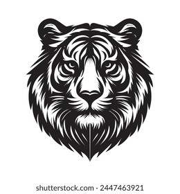 Diseño de Ilustración vectorial de cabeza de tigre fondo blanco