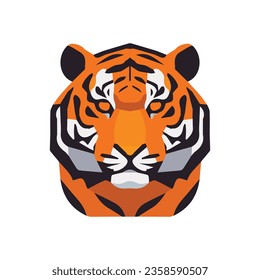 Tiger head vector illustration, flat tiger head icon isolated on a white background