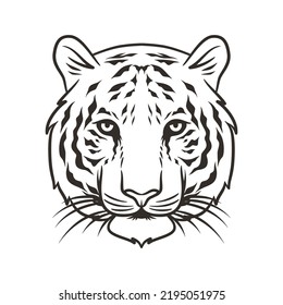 ilustración vectorial de cabeza de tigre mascota gráfica negro y blanco