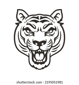 tiger head vector illustration graphic mascot black and white