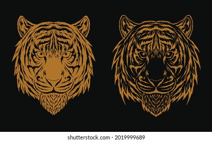 Tiger head vector illustration. Isolated on white background. For print, poster, sticker, logo, tattoo, emblem, and others.