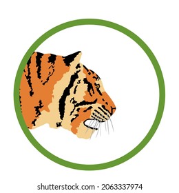 Tiger head vector illustration isolated on white background. Big wild cat. Siberian tiger. Amur tiger. Panthera tigris altaica or Bengal tiger. Zoo predator attraction.