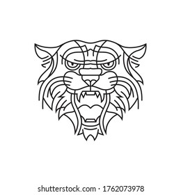Tiger head vector illustration in line art style