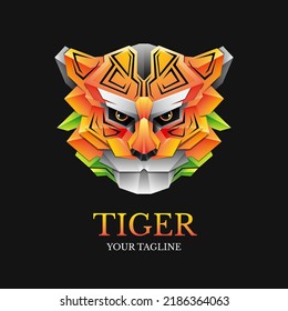 Tiger-Kopf-Vektorgrafik-Logo-Vorlage bunter Farbverlauf-Stil