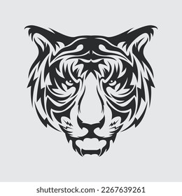 Tiger head vector illustration tattoo clip art template sticker tshirt design e sport logo editable
