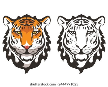 Tiger head. Vector illustration for tattoo