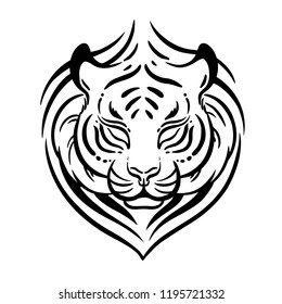 Tiger head, vector illustration. T-shirt graphics. Tiger logo