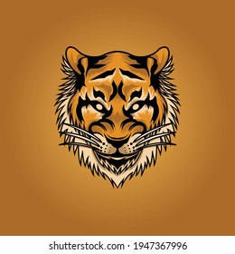 Tiger Head Vector illustration for tshirt and mascot logo on isolated background