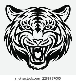 Tiger head Vector illustration. Tiger Vintage Logo