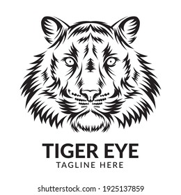 Tiger head vector illustration in wood cut style logo, perfect for company , club logo, tattoo and tshirt design