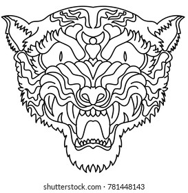 Tiger head vector isolate on white background.traditional tattoo tiger head.