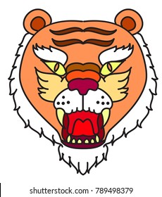Tiger head vector isolate on white background.traditional tattoo tiger head.