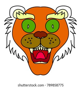 Tiger head vector isolate on white background.traditional tattoo tiger head.