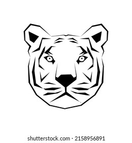 Tiger head vector isolated illustration. Big wild cat. Amur tiger or Bengal tiger. Tattoo sign. Panthera tigris altaica logo symbol. wild nature