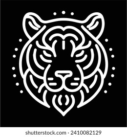 Cabeza de tigre, silueta de arte de la línea vectorial de la cabeza del tigre