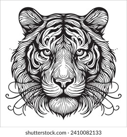 Tiger head ,Tiger head vector line art design illustration