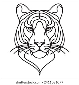 tiger head vector , tiger head , tiger head line art silhouette