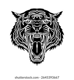 tiger head vector line art drawing