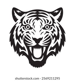 Tiger head vector logo design. Tiger black vector illustration on a white background.