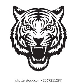 Tiger head vector logo design. Tiger black vector illustration on a white background.