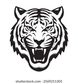 Tiger head vector logo design. Tiger black vector illustration on a white background.