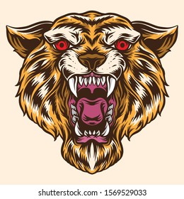 tiger head vector logo illustration