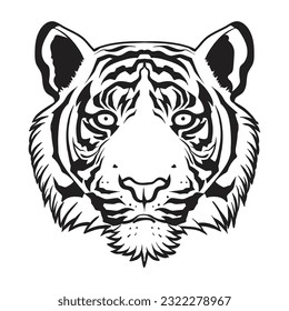 Tiger head - vector logo template concept silhouette illustration in classic graphic style