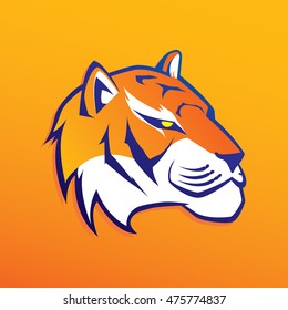 Tiger Head Vector with Orange Background