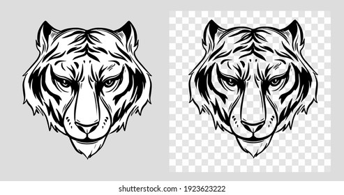 Tiger Head Vector Outline Illustration Animals Stock Vector Royalty   Tiger Head Vector Outline Illustration 260nw 1923623222 