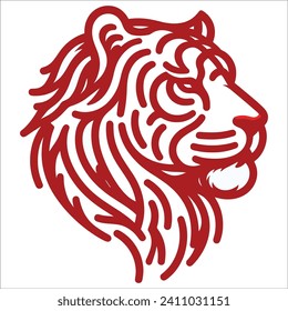 tiger head vector , tiger head , red tiger head line art illustration