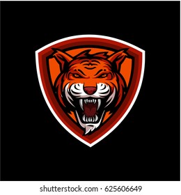 Tiger head vector with shield 