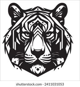 vectores de cabeza de tigre, cabeza de tigre, diseño de línea de silueta de cabeza de tigre