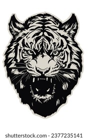 Tiger head vector also a sticker