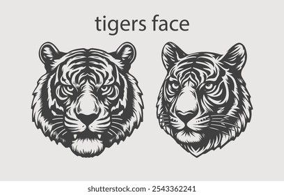 tiger head with vector style