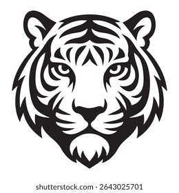 Tiger head Vector Style silhouette in clean white background