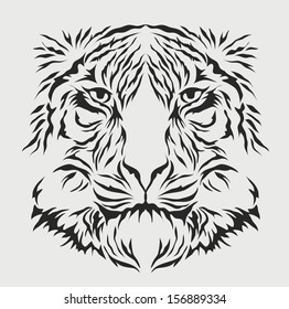Tiger head Vector,hand draw 