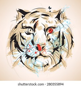 Tiger head vintage style