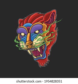 tiger head wild and beast colorful illustration