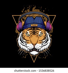 Tiger headphone illustration for your company or brand