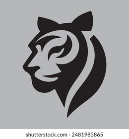 Tiger heads black and white vector. Silhouette shapes of tigers illustration. simple minimalist tiger head wild animal logo vector illustration template design.