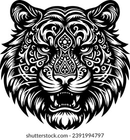 Tiger Heads Silhouette Shapes Of Tigers Illustration