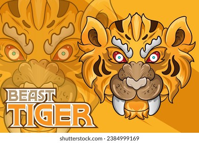 tiger heads. Vector cartoon comic doodle illustration, mascot, character, icon, logo of leopard animal face.
Chinese year symbol. Year of tiger. Cartoon mascot. Smiling adorable character.